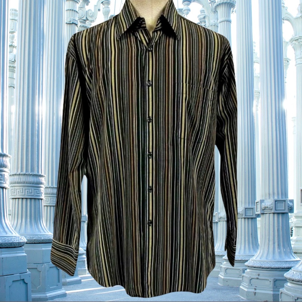 Pronto Uomo Striped Button Front L Large